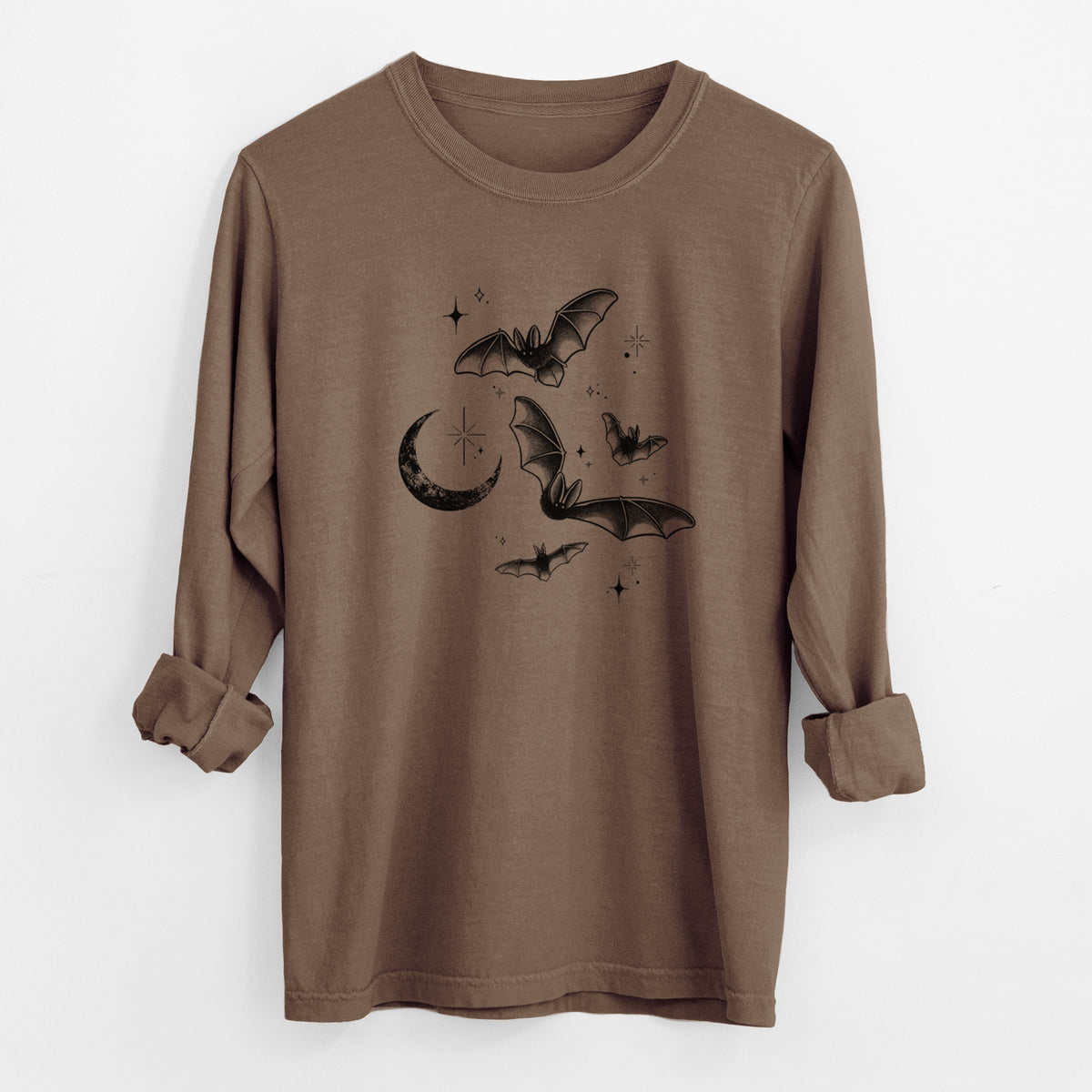 Townsend's Bats Under a Crescent Moon - Unisex Comfort Colors 100% Cotton Long Sleeve