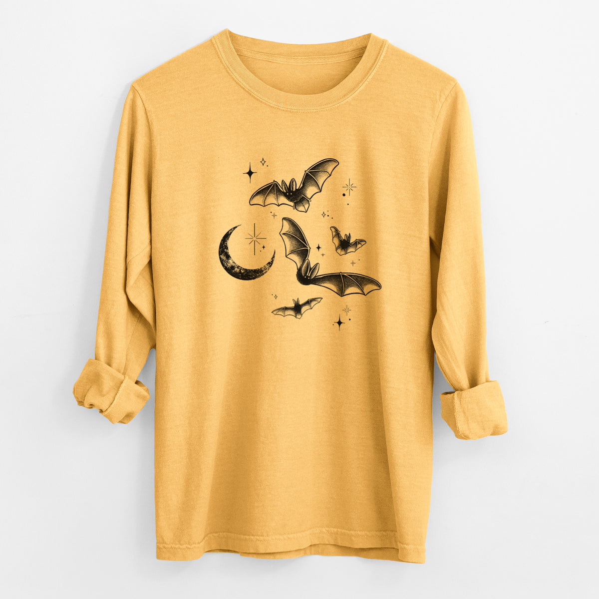 Townsend's Bats Under a Crescent Moon - Unisex Comfort Colors 100% Cotton Long Sleeve
