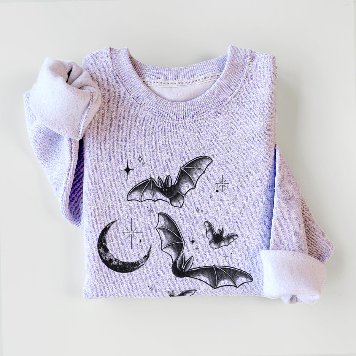 Townsend's Bats Under a Crescent Moon - Knit Sweatshirt