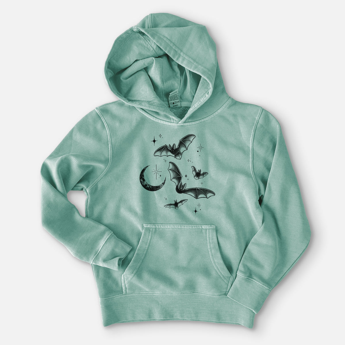 Townsend's Bats Under a Crescent Moon - Youth Pigment Dyed Hoodie