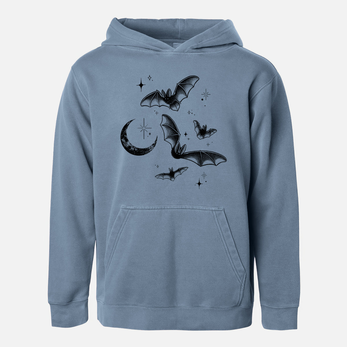 Townsend's Bats Under a Crescent Moon - Youth Pigment Dyed Hoodie