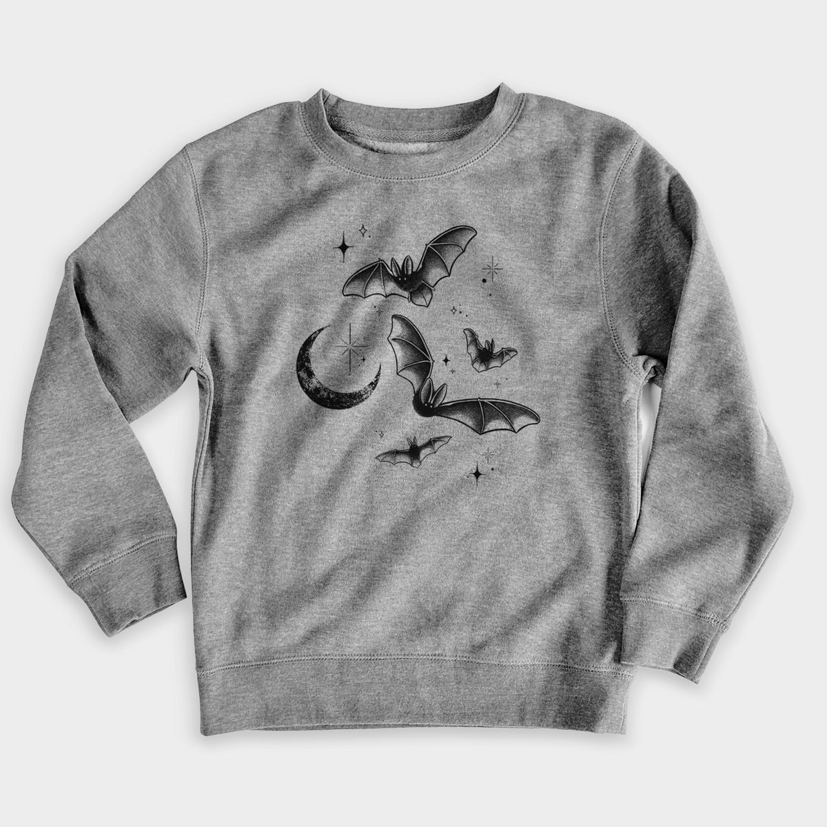Townsend's Bats Under a Crescent Moon - Youth Lightweight Crewneck Sweatshirt