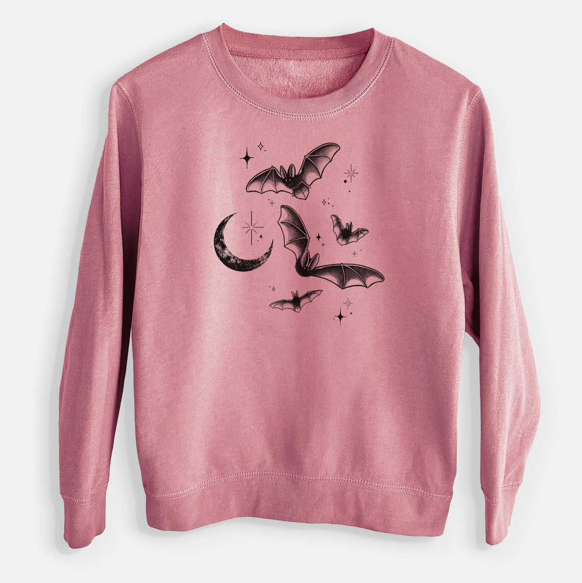 Townsend's Bats Under a Crescent Moon - Youth Lightweight Crewneck Sweatshirt