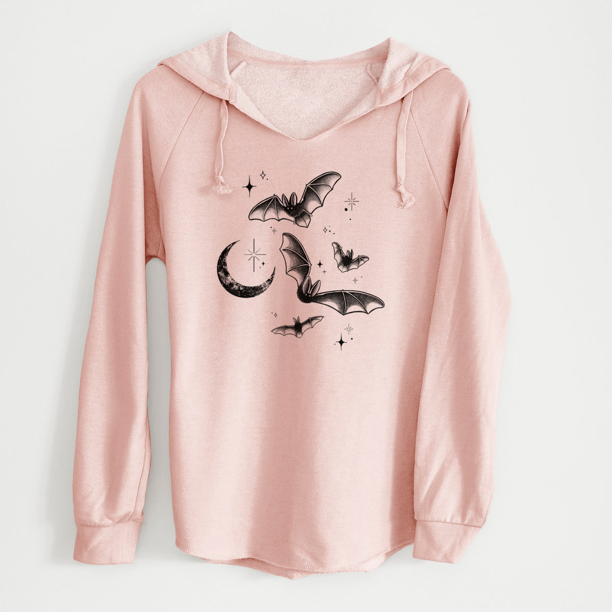 Townsend's Bats Under a Crescent Moon - Cali Wave Hooded Sweatshirt
