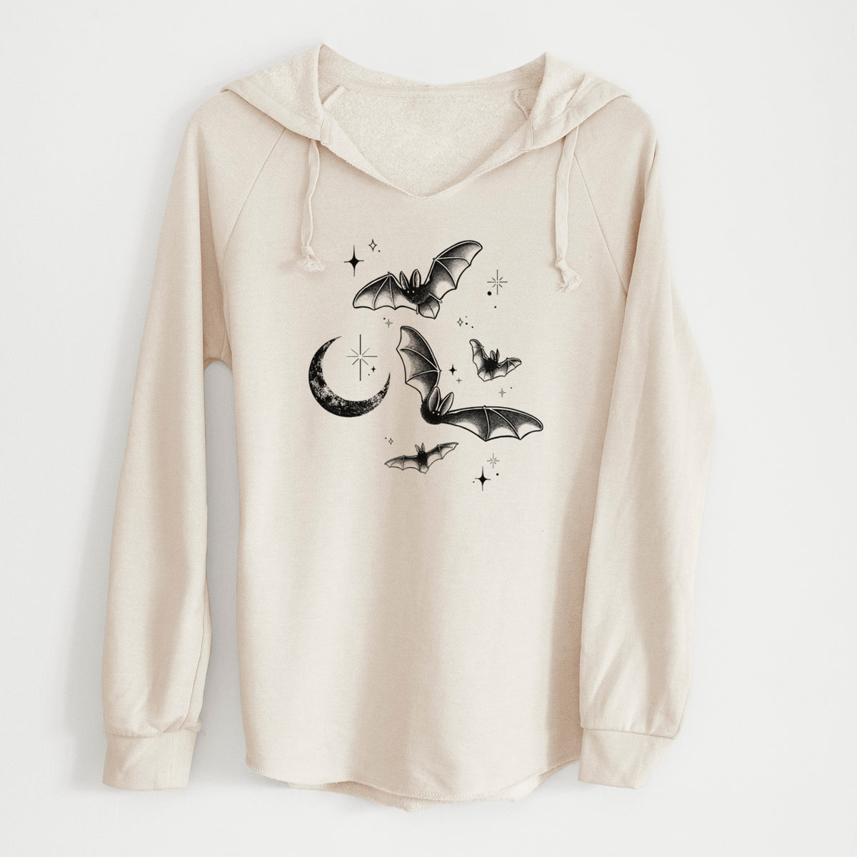 Townsend's Bats Under a Crescent Moon - Cali Wave Hooded Sweatshirt