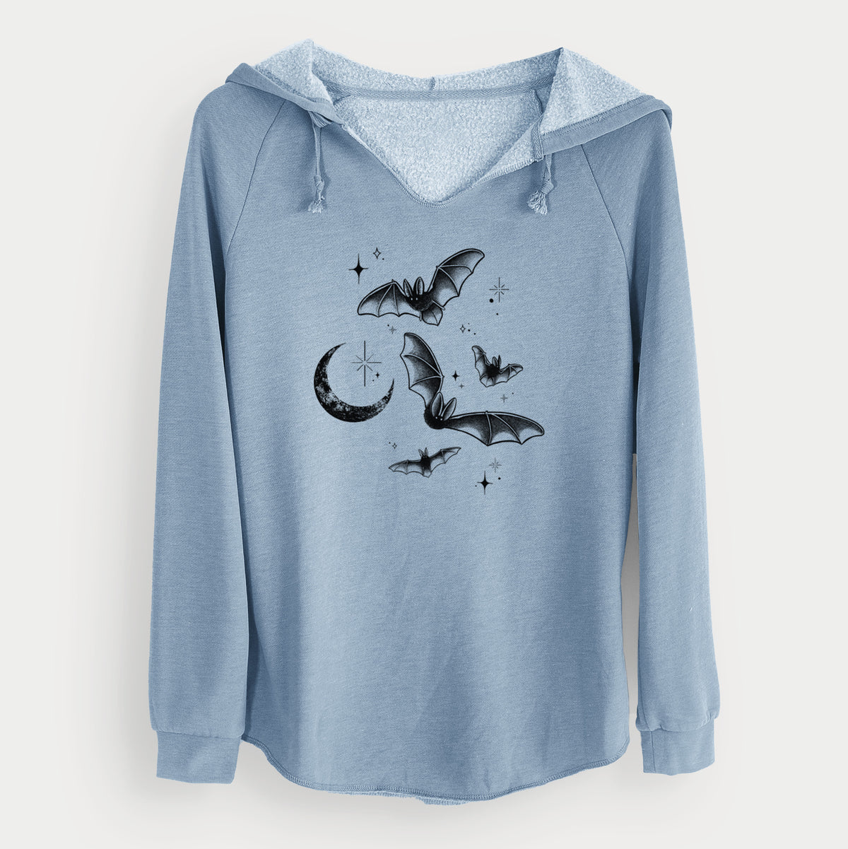 Townsend's Bats Under a Crescent Moon - Cali Wave Hooded Sweatshirt