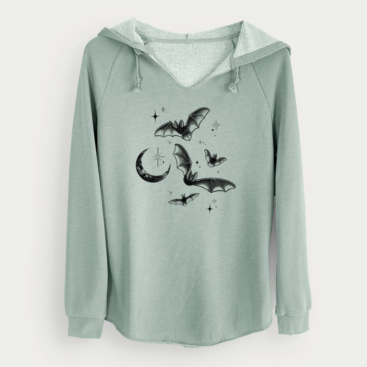 Townsend's Bats Under a Crescent Moon - Cali Wave Hooded Sweatshirt