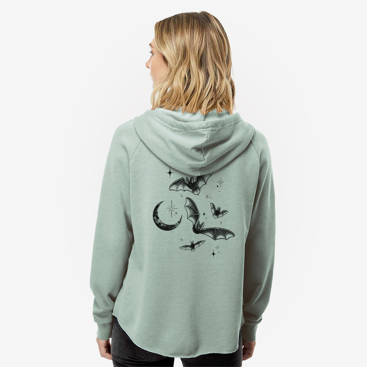 Townsend's Bats Under a Crescent Moon - Women's Cali Wave Zip-Up Sweatshirt