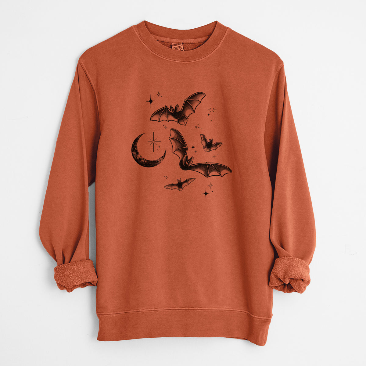 Townsend's Bats Under a Crescent Moon - Unisex Pigment Dyed Crew Sweatshirt
