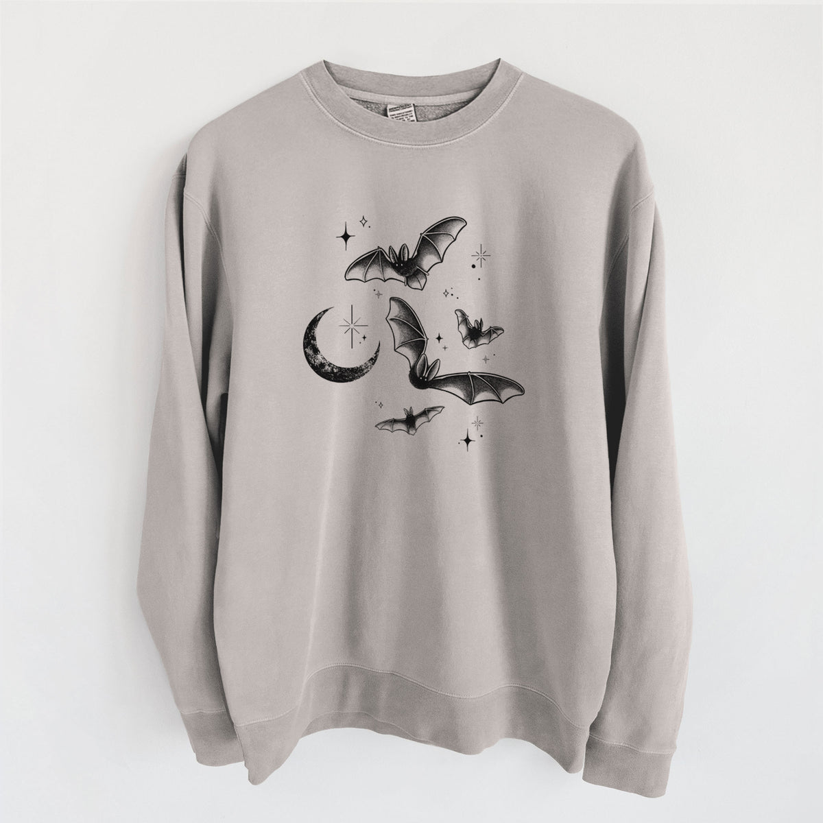 Townsend's Bats Under a Crescent Moon - Unisex Pigment Dyed Crew Sweatshirt