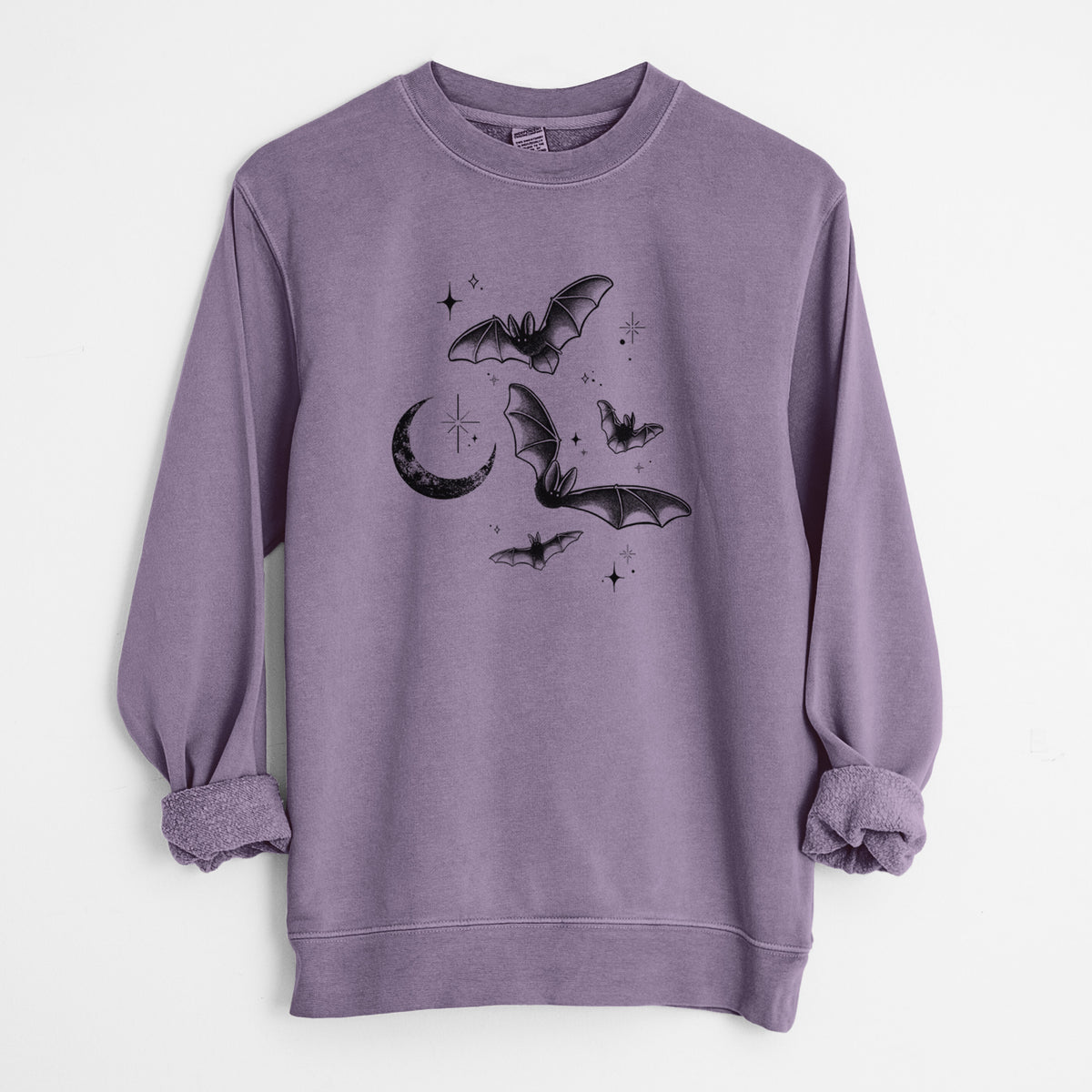 Townsend's Bats Under a Crescent Moon - Unisex Pigment Dyed Crew Sweatshirt