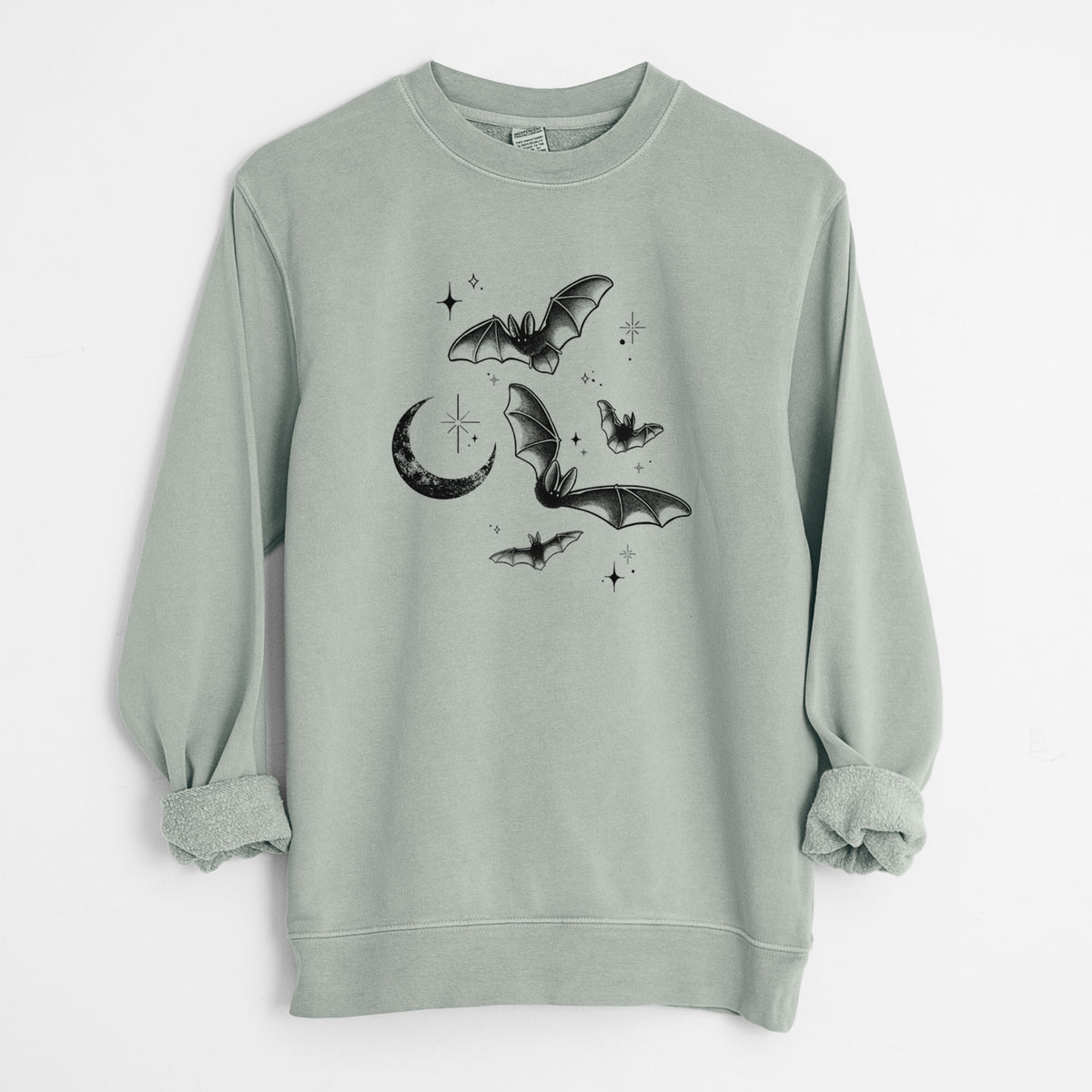 Townsend's Bats Under a Crescent Moon - Unisex Pigment Dyed Crew Sweatshirt