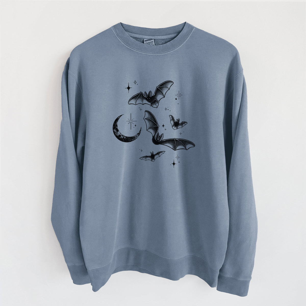 Townsend's Bats Under a Crescent Moon - Unisex Pigment Dyed Crew Sweatshirt