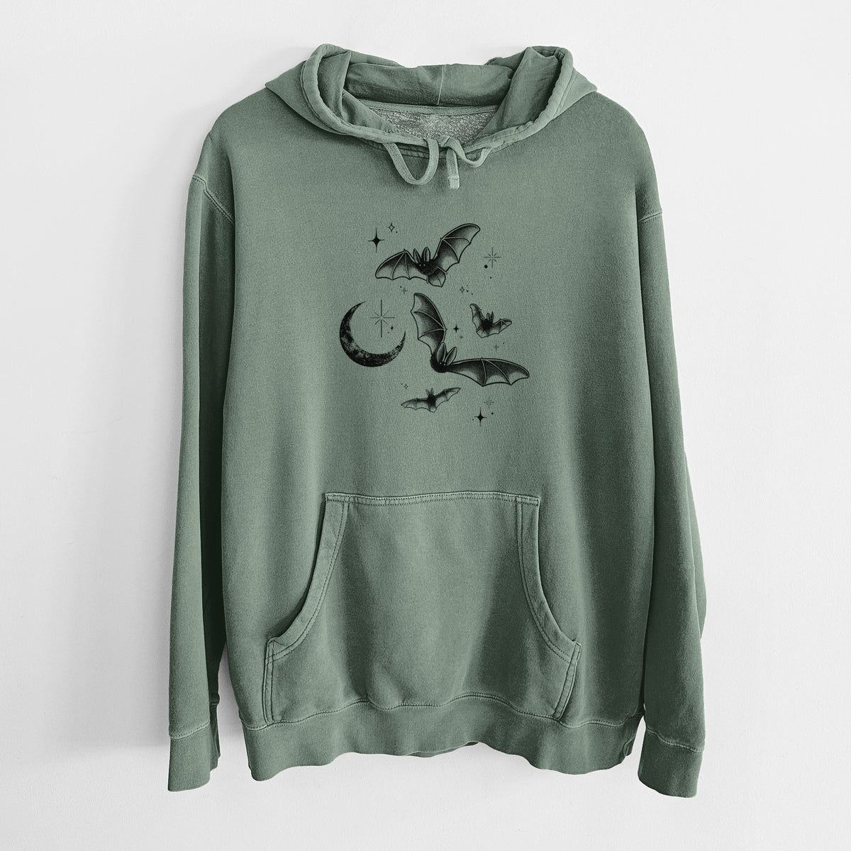 Townsend's Bats Under a Crescent Moon - Unisex Pigment Dyed Hoodie