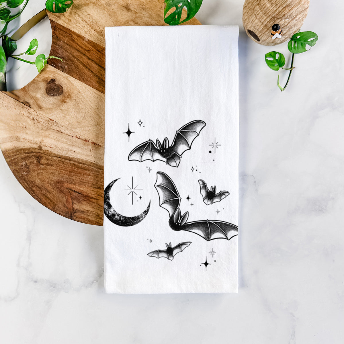 Townsend's Bats Under a Crescent Moon Tea Towel
