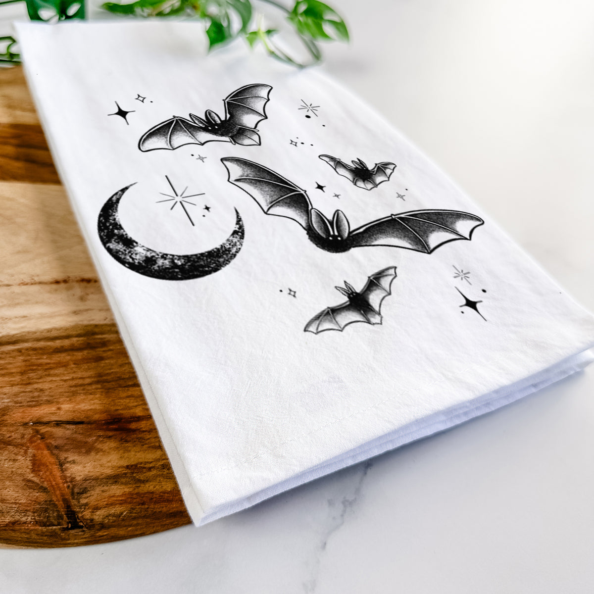 Townsend's Bats Under a Crescent Moon Tea Towel