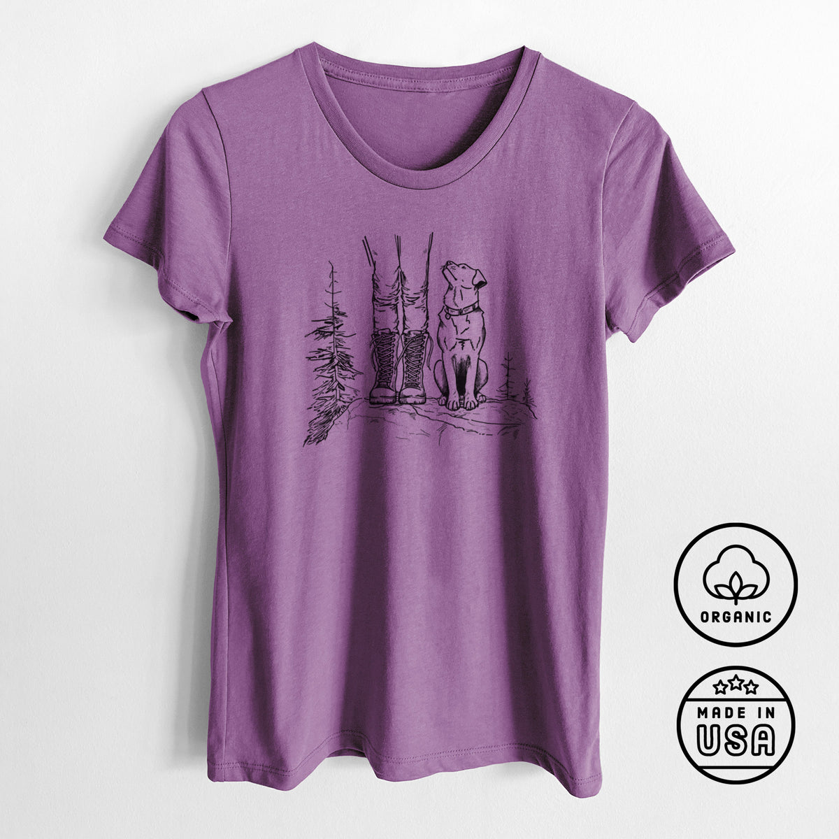 Trail Companions - Hiking with Dogs - Women&#39;s Crewneck - Made in USA - 100% Organic Cotton