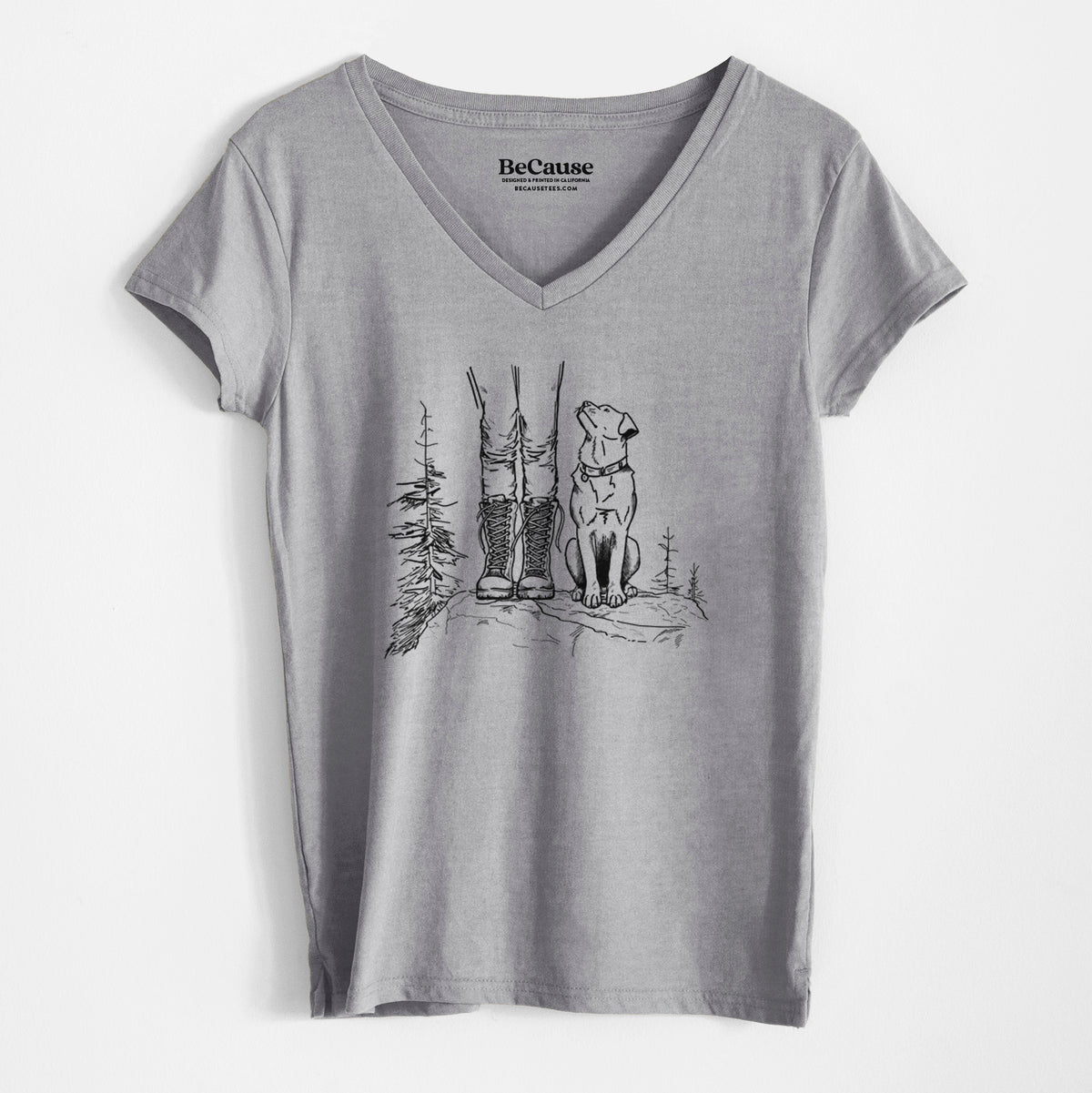 Trail Companions - Hiking with Dogs - Women&#39;s 100% Recycled V-neck