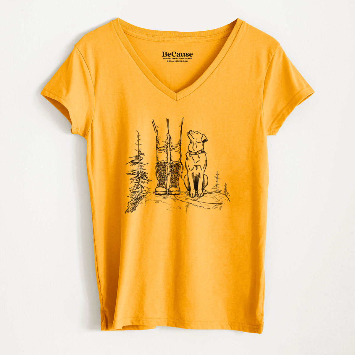Trail Companions - Hiking with Dogs - Women&#39;s 100% Recycled V-neck