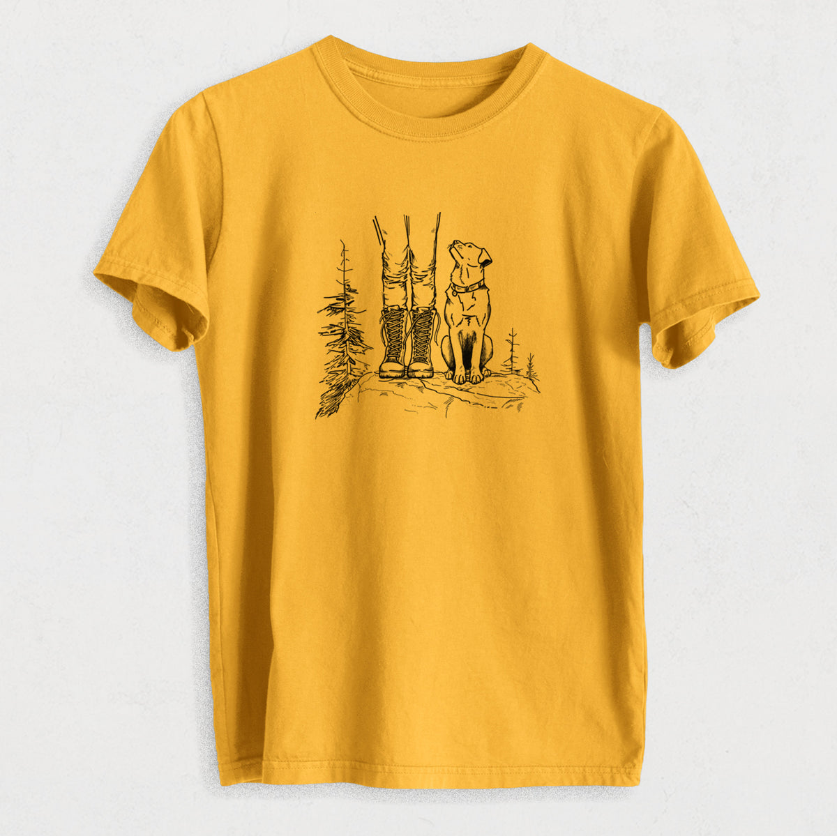 Trail Companions - Hiking with Dogs - Heavyweight Men&#39;s 100% Organic Cotton Tee
