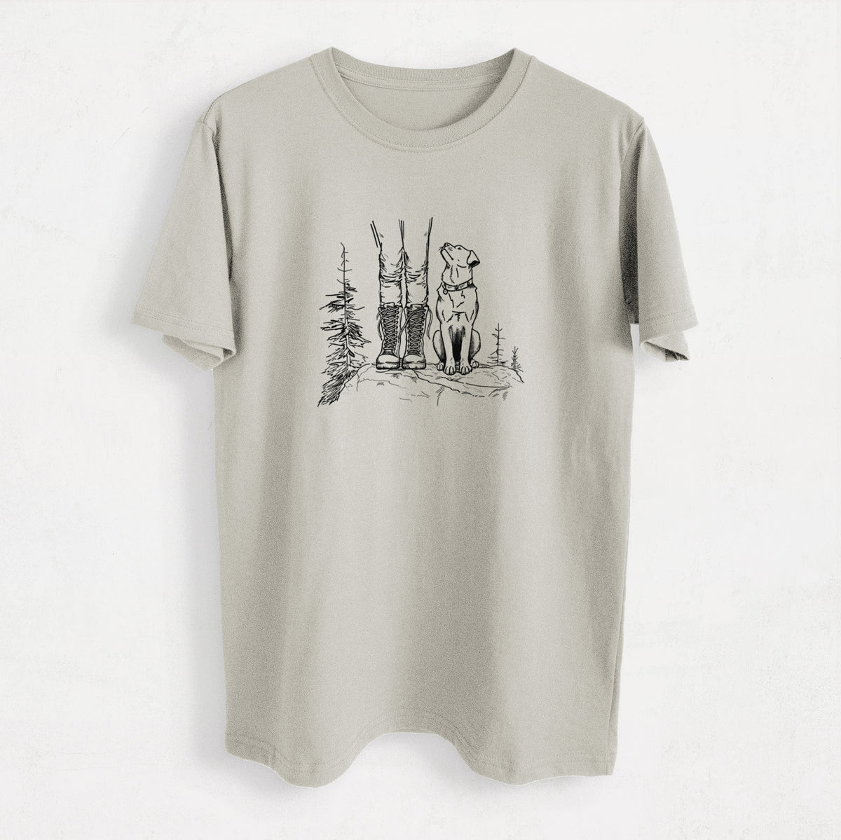 Trail Companions - Hiking with Dogs - Heavyweight Men&#39;s 100% Organic Cotton Tee