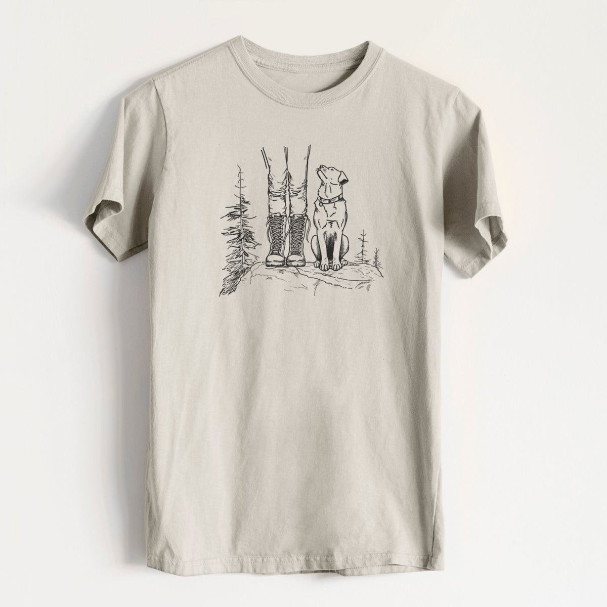 Trail Companions - Hiking with Dogs - Heavyweight Men&#39;s 100% Organic Cotton Tee