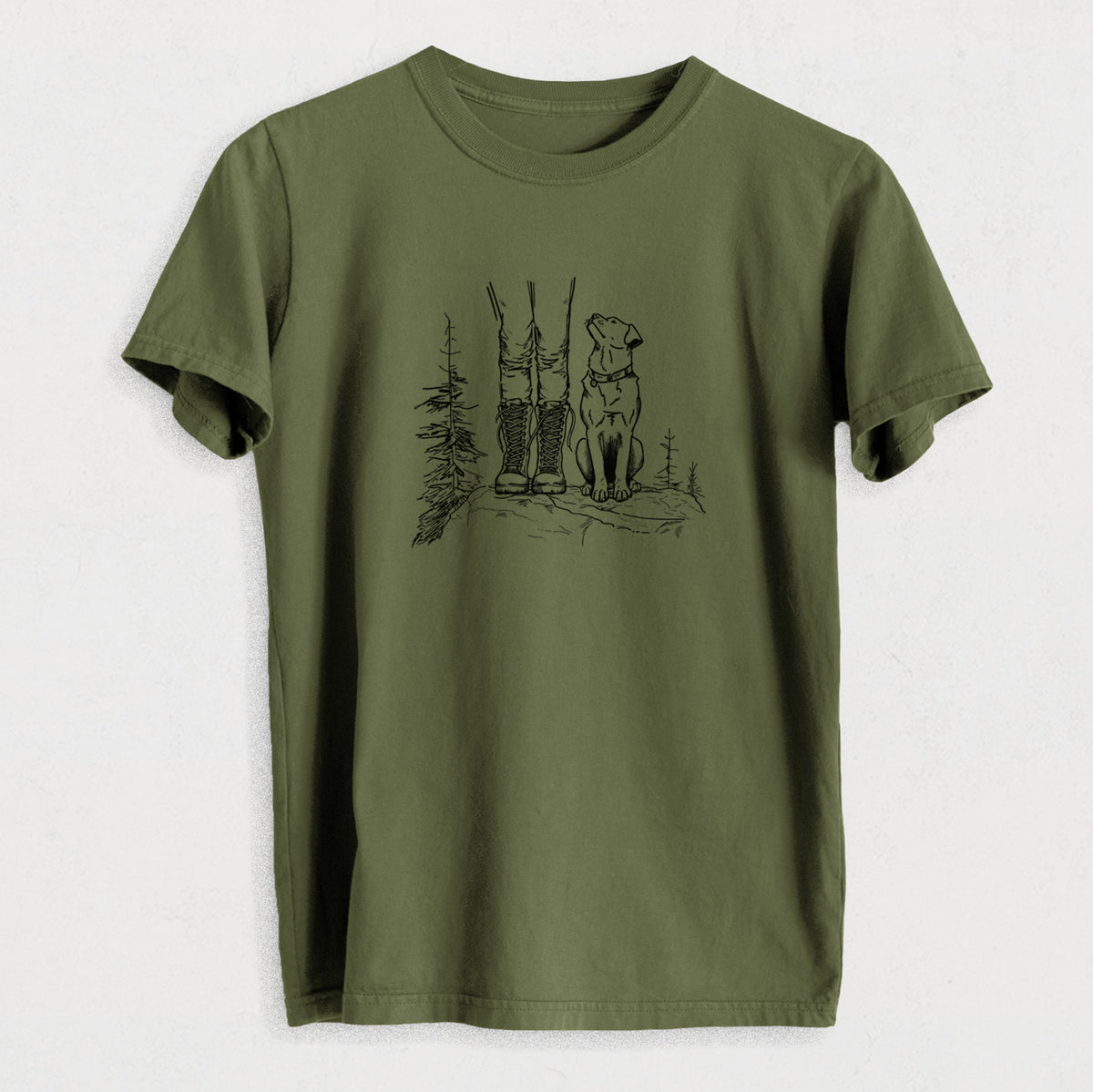 Trail Companions - Hiking with Dogs - Heavyweight Men&#39;s 100% Organic Cotton Tee