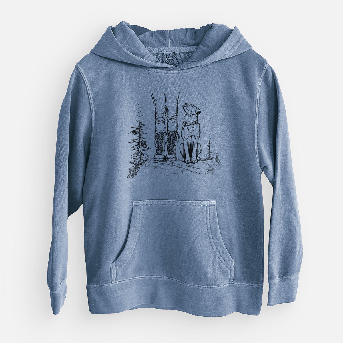 Trail Companions - Hiking with Dogs - Youth Pigment Dyed Hoodie