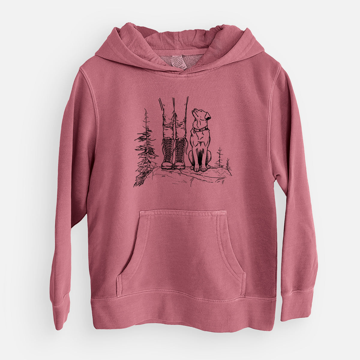 Trail Companions - Hiking with Dogs - Youth Pigment Dyed Hoodie