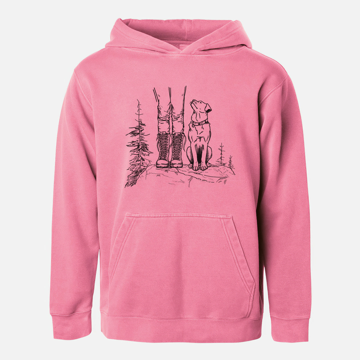 Trail Companions - Hiking with Dogs - Youth Pigment Dyed Hoodie