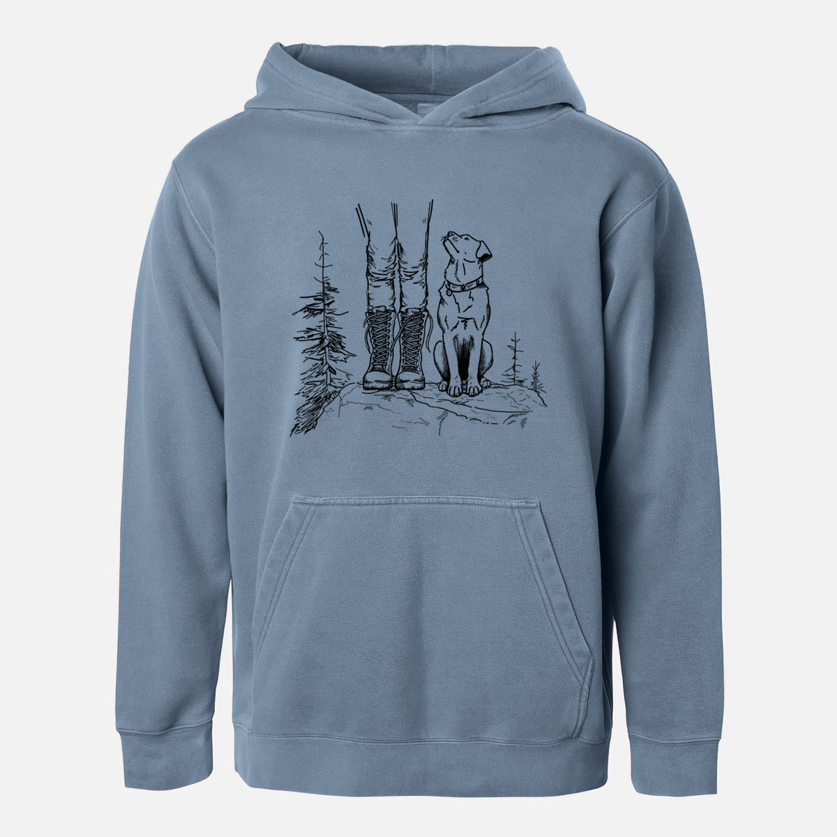 Trail Companions - Hiking with Dogs - Youth Pigment Dyed Hoodie