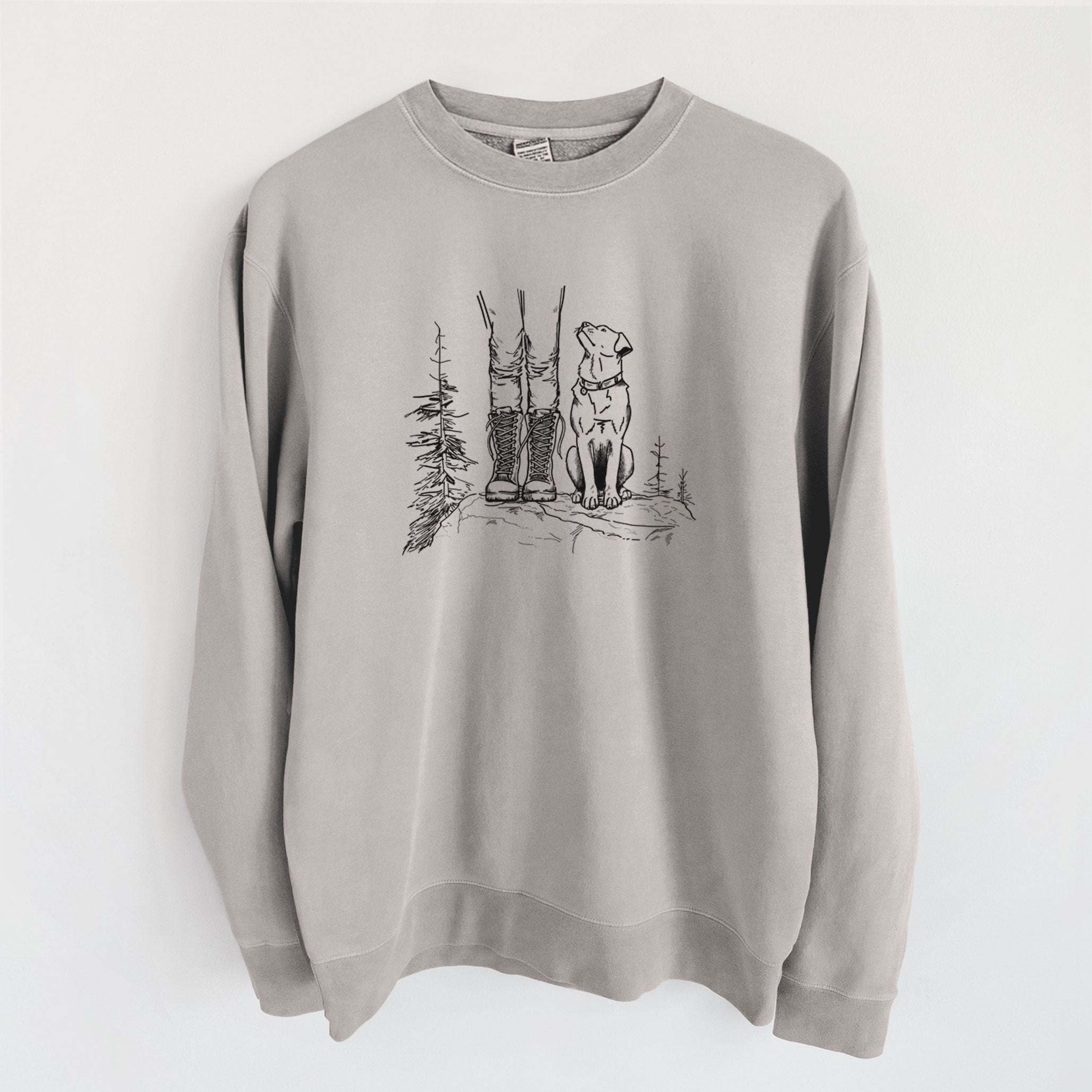 Trail Companions - Hiking with Dogs - Unisex Pigment Dyed Crew Sweatshirt