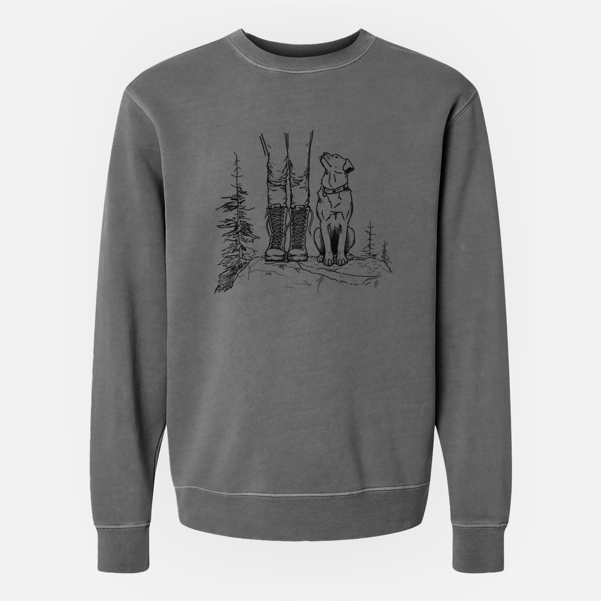 Trail Companions - Hiking with Dogs - Unisex Pigment Dyed Crew Sweatshirt