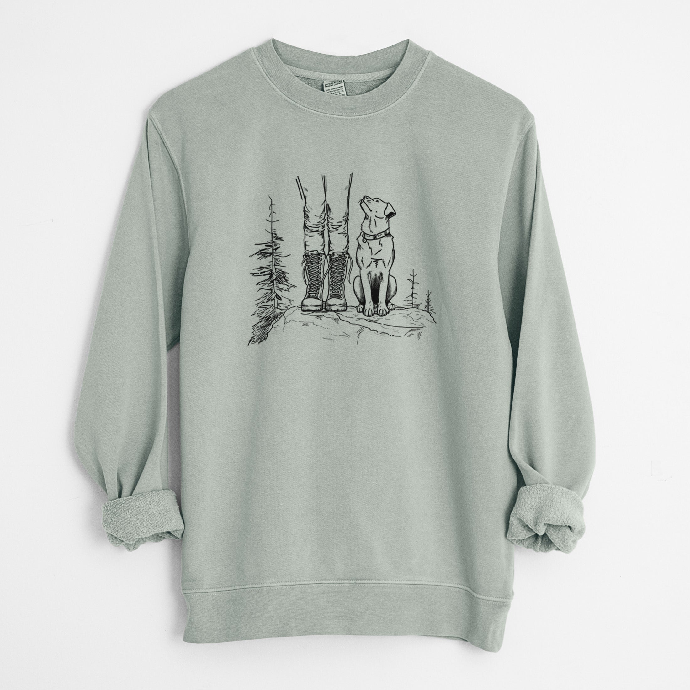 Trail Companions - Hiking with Dogs - Unisex Pigment Dyed Crew Sweatshirt