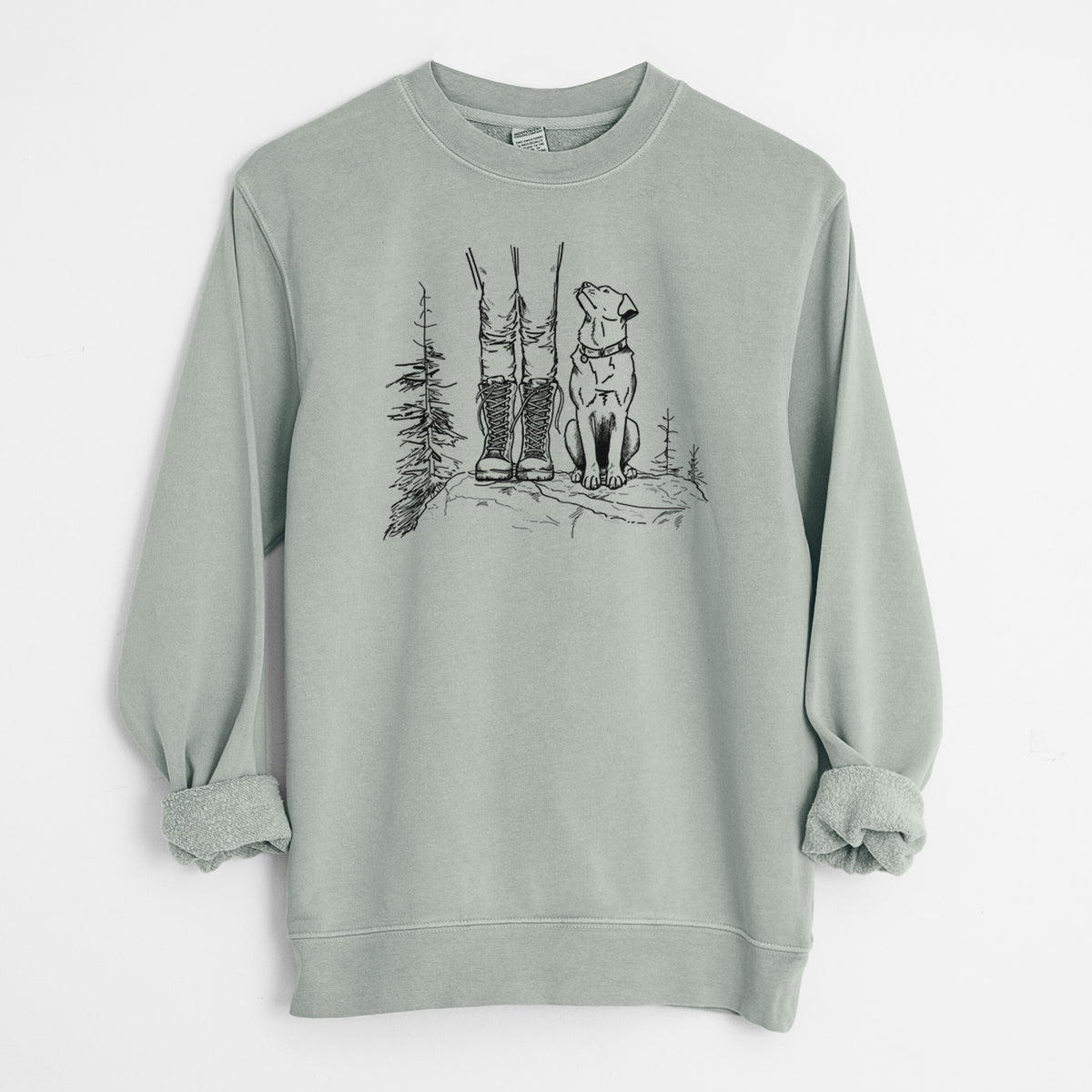Trail Companions - Hiking with Dogs - Unisex Pigment Dyed Crew Sweatshirt