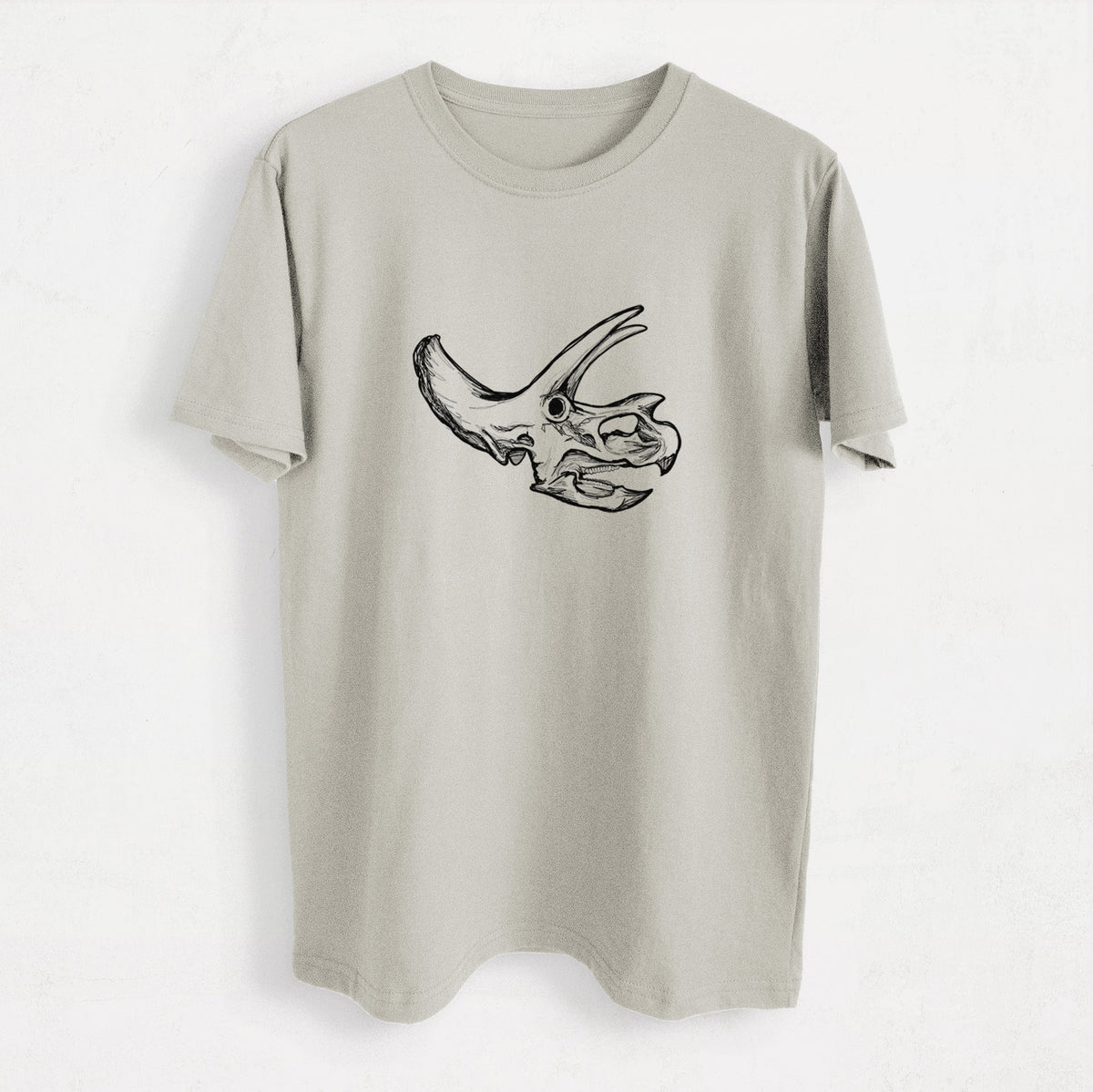 Triceratops Skull - Heavyweight Men&#39;s 100% Organic Cotton Tee