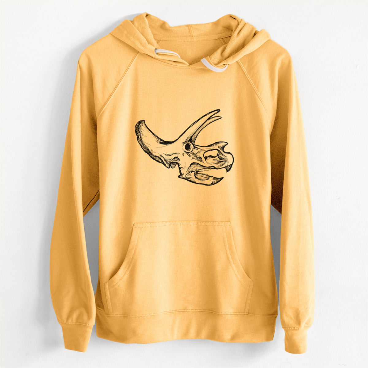 CLEARANCE - Triceratops Skull  - Unisex Slim Fit Loopback Terry Hoodie