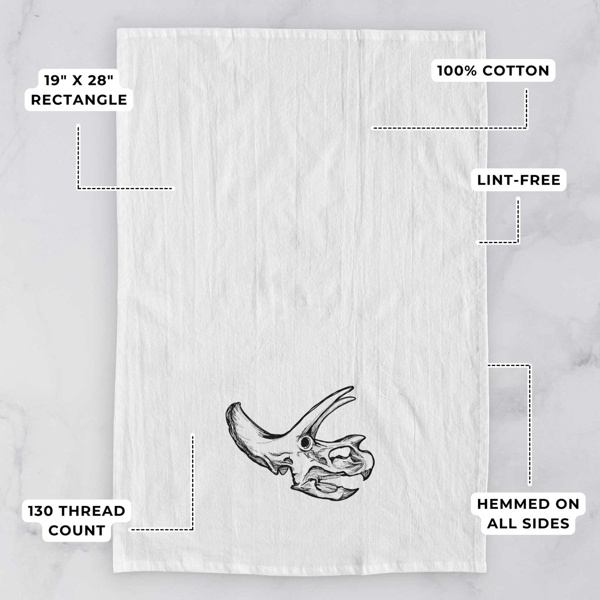 Triceratops Skull Tea Towel