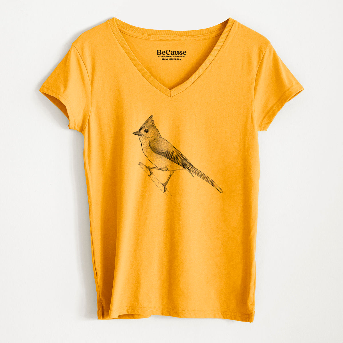 Tufted Titmouse - Baeolophus bicolor - Women&#39;s 100% Recycled V-neck