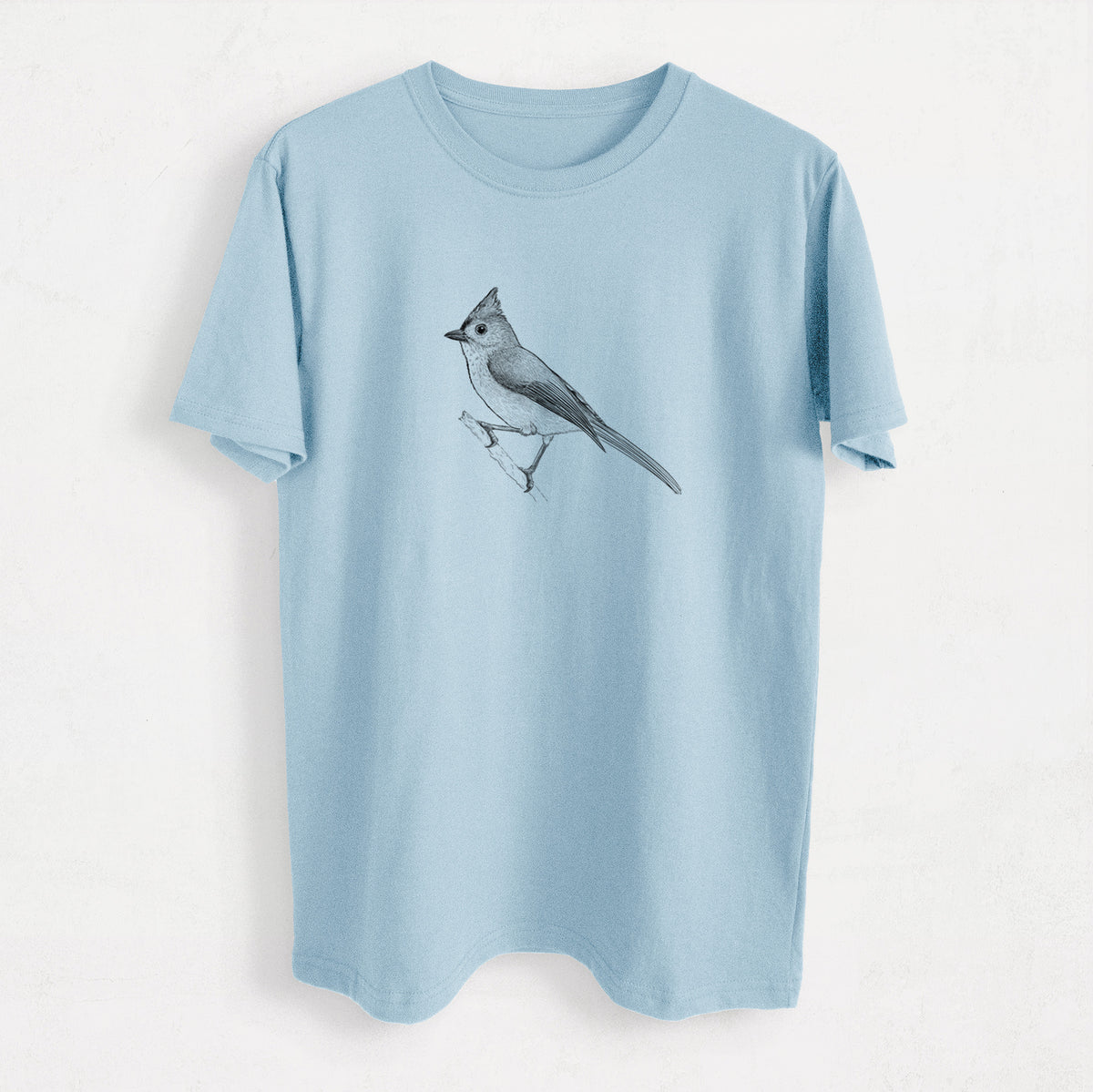 Tufted Titmouse - Baeolophus bicolor - Heavyweight Men&#39;s 100% Organic Cotton Tee