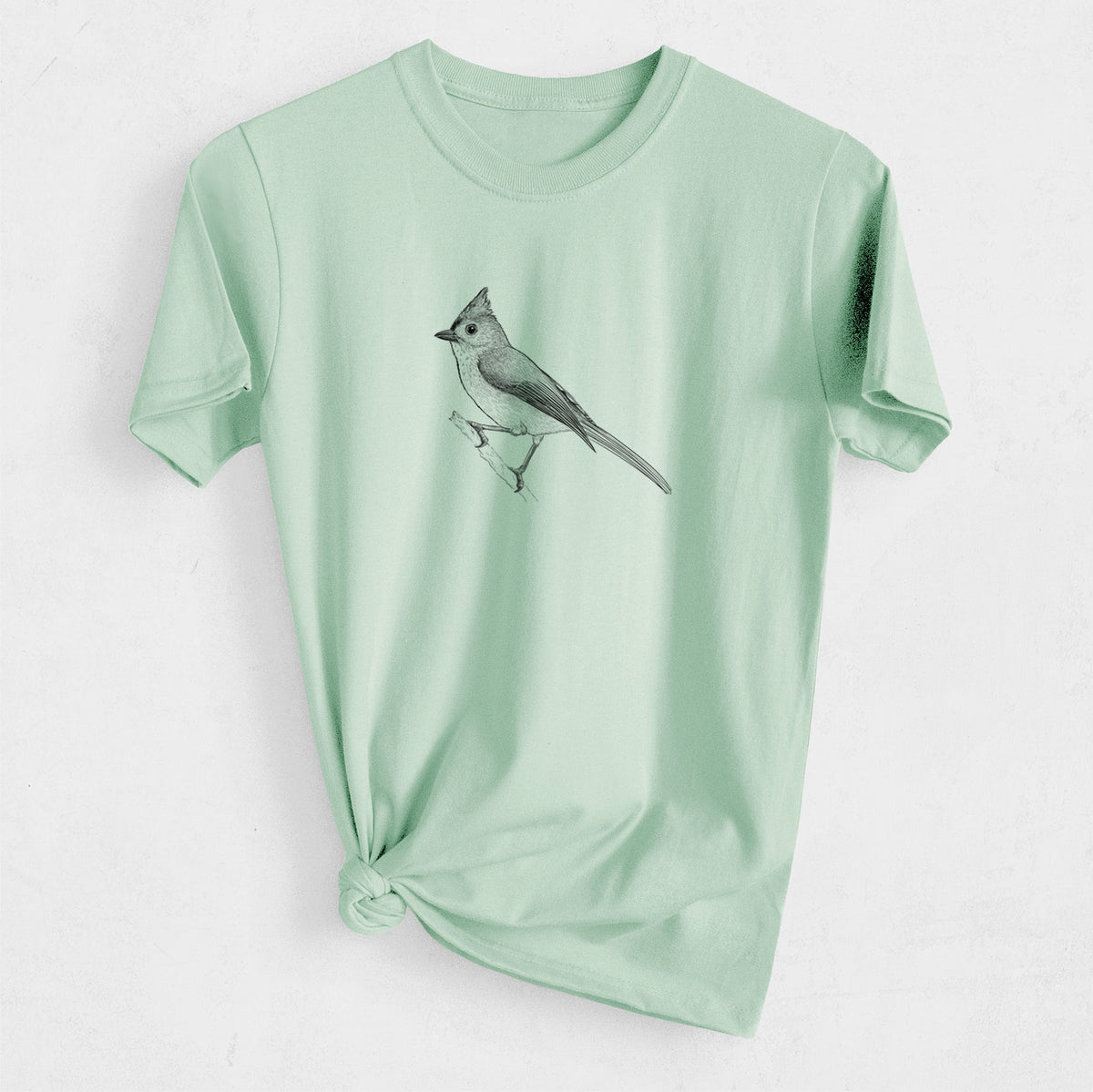 Tufted Titmouse - Baeolophus bicolor - Heavyweight Men&#39;s 100% Organic Cotton Tee