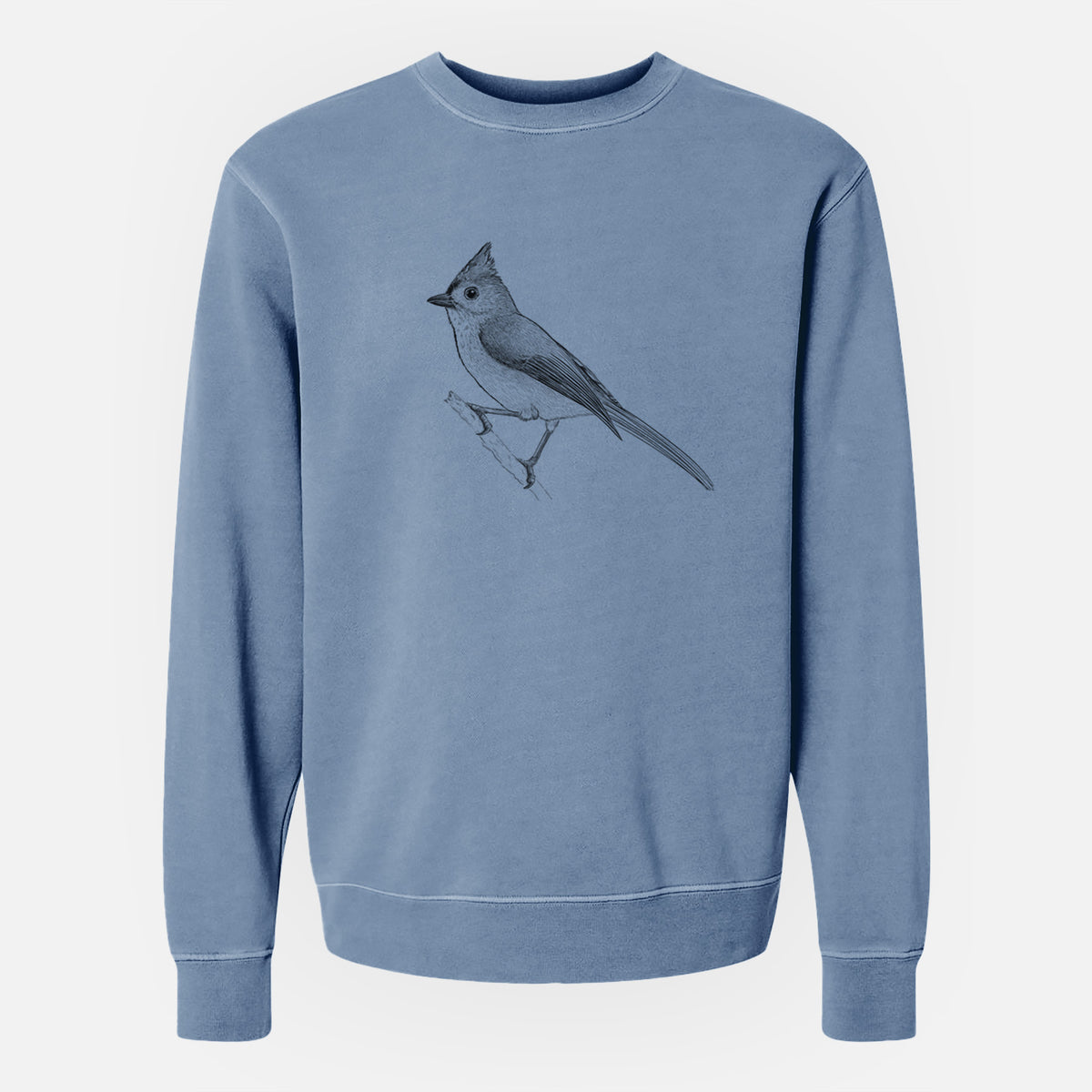 Tufted Titmouse - Baeolophus bicolor - Unisex Pigment Dyed Crew Sweatshirt