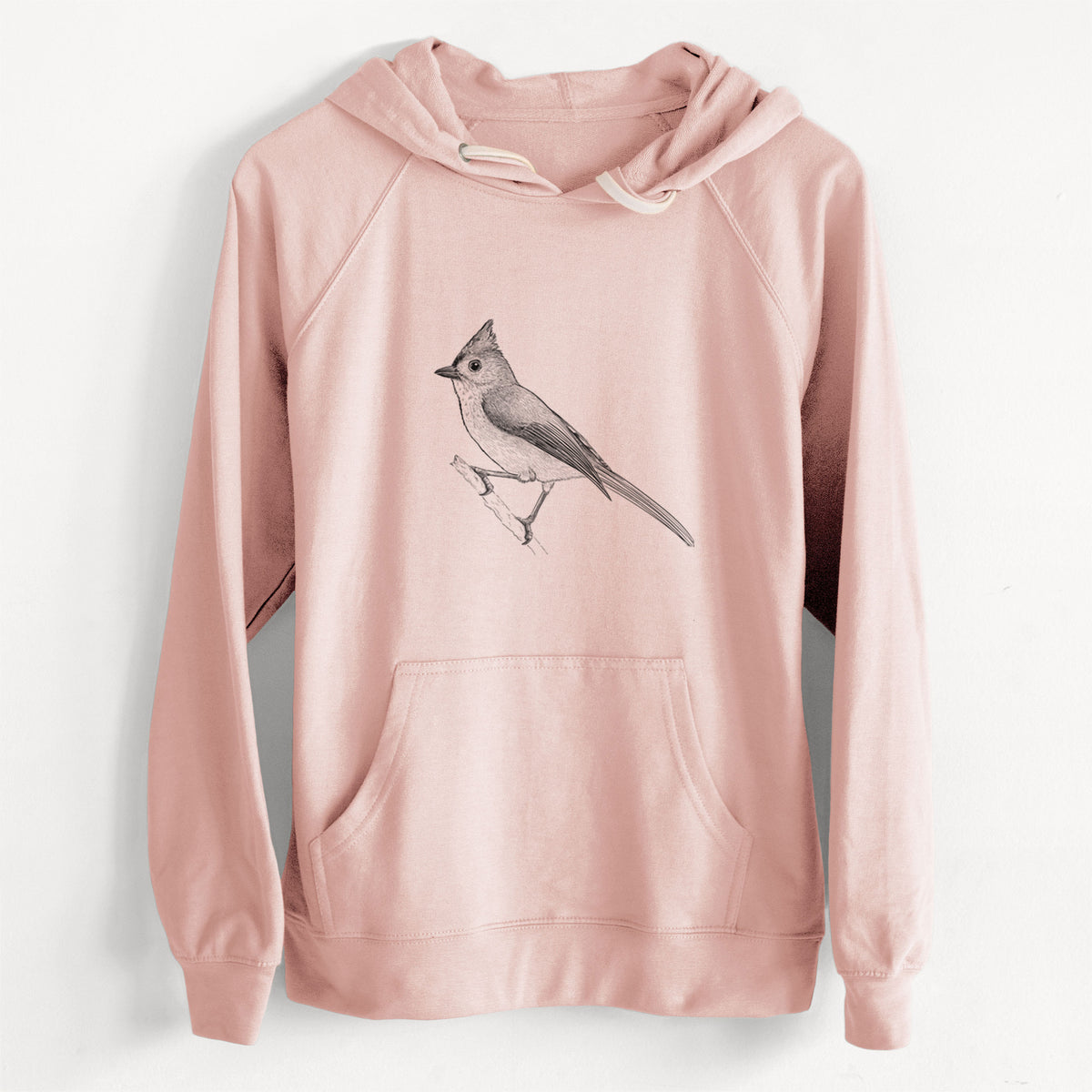 CLEARANCE - Tufted Titmouse - Baeolophus bicolor  - Unisex Slim Fit Loopback Terry Hoodie