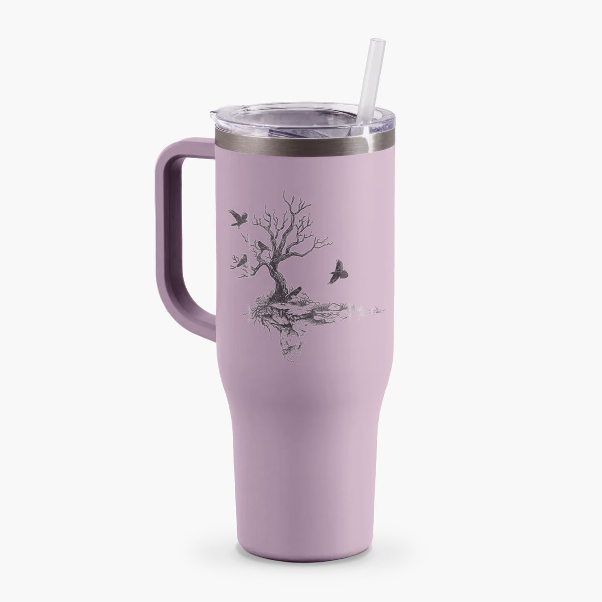 Twisted Tree with Ravens - 40oz Tumbler with Handle