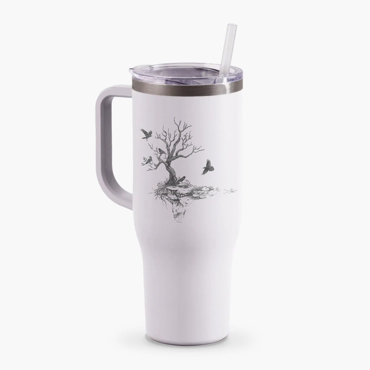 Twisted Tree with Ravens - 40oz Tumbler with Handle