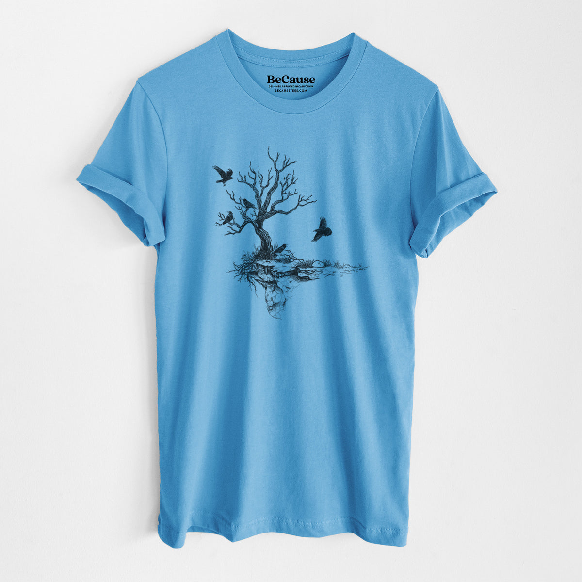 Twisted Tree with Ravens - Lightweight 100% Cotton Unisex Crewneck