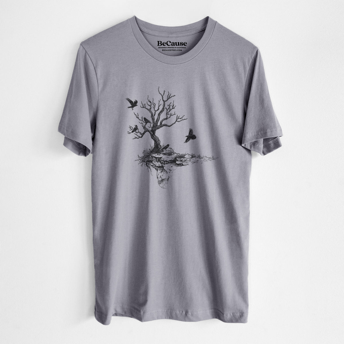 Twisted Tree with Ravens - Lightweight 100% Cotton Unisex Crewneck