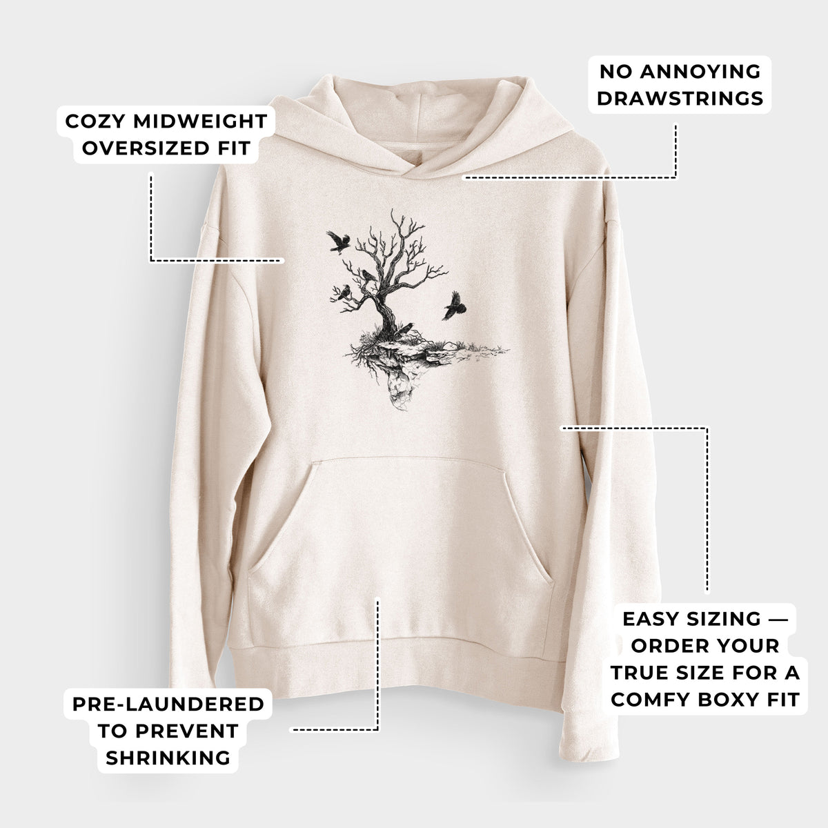 Twisted Tree with Ravens  - Bodega Midweight Hoodie