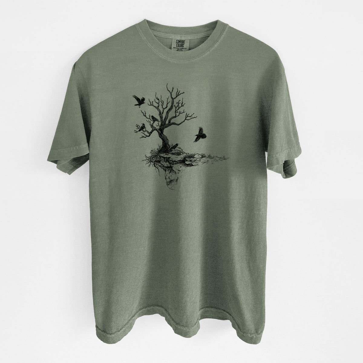 Twisted Tree with Ravens - Unisex Comfort Colors Garment-Dyed Heavyweight T-shirt