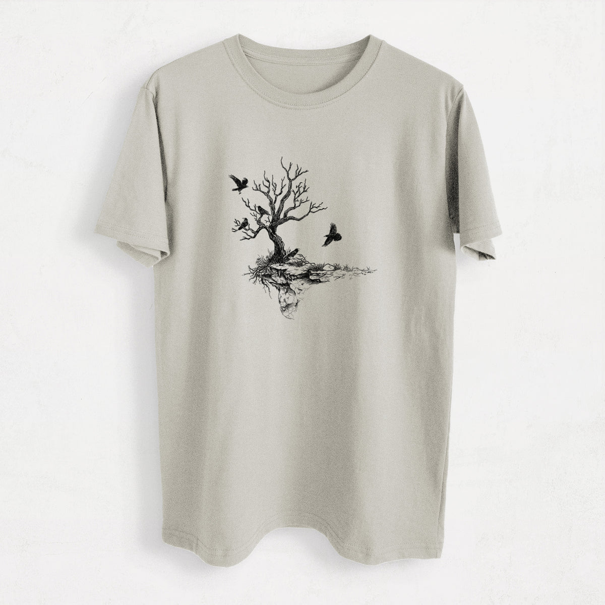 Twisted Tree with Ravens - Heavyweight Men&#39;s 100% Organic Cotton Tee
